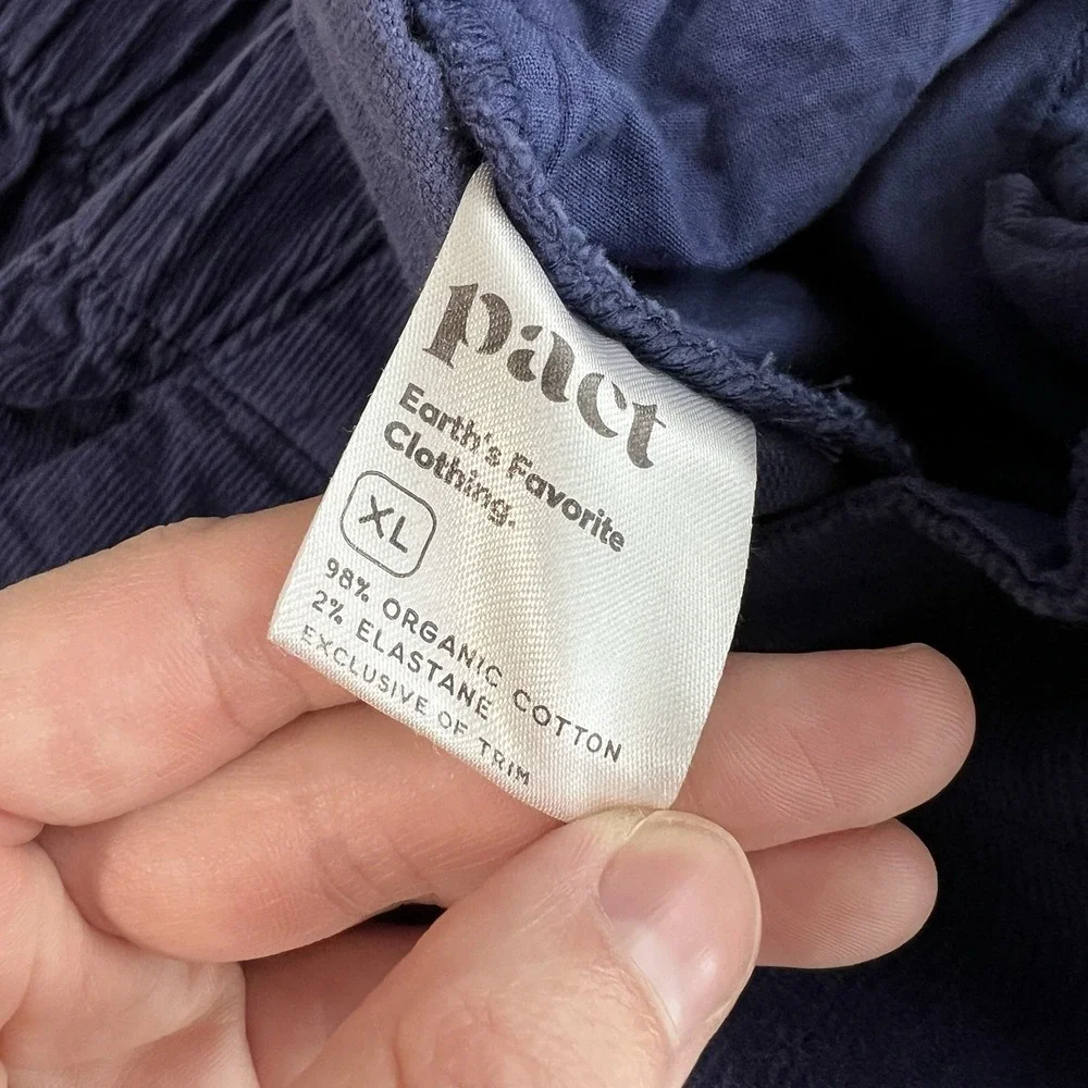 Pact Women's XL Modern Corduroy Wide Leg Pants Ink Blue Organic Cotton High Rise